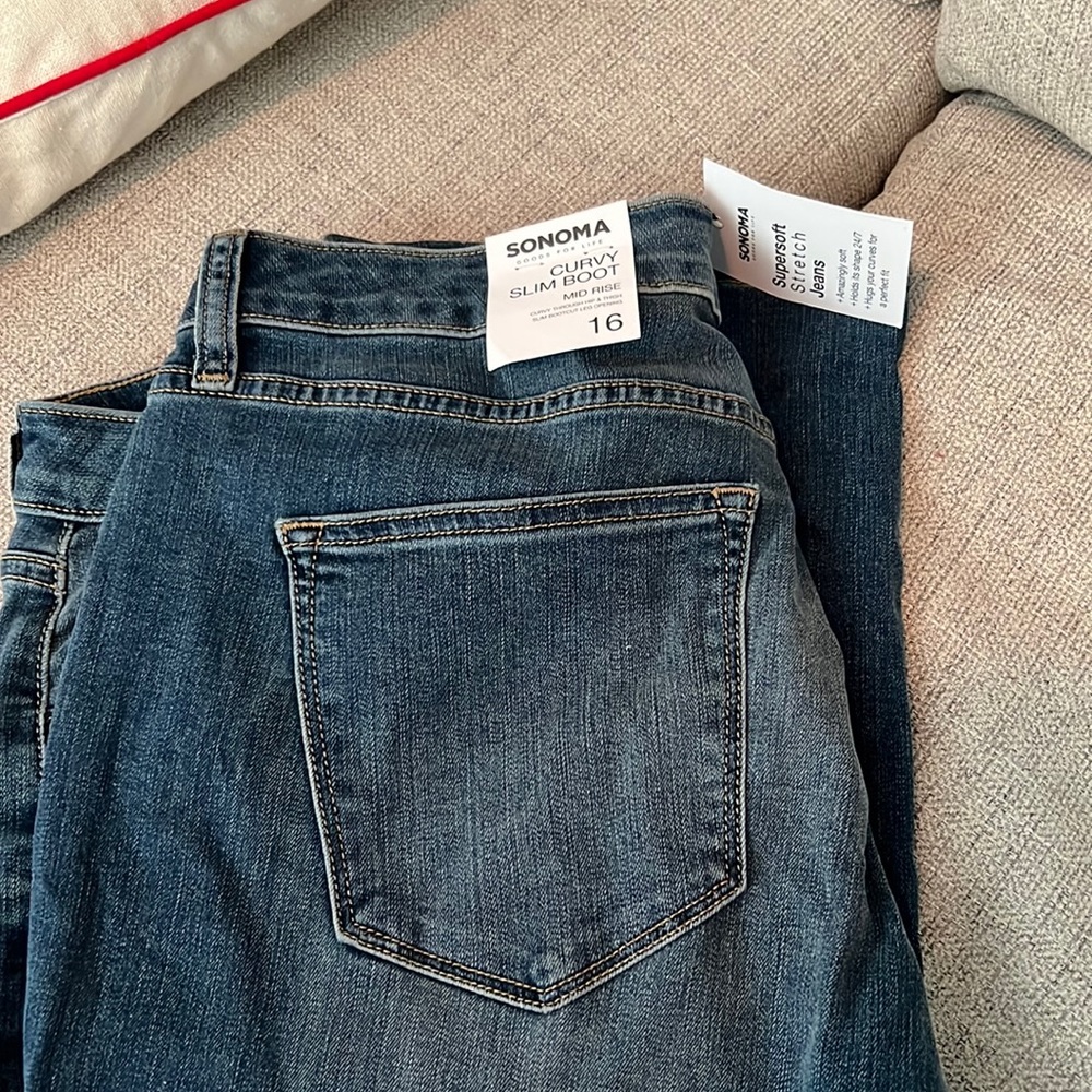 Sonoma Curvy Slim Boot Midrise NWT super stretch jeans size 16